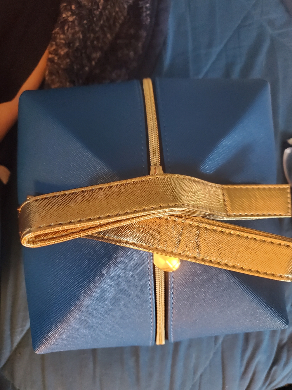 Blue and Gold Cosmetic/Travel Case
